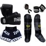 Kit Muay Thai Fheras Luva Shorts Canel. Band Buc 10oz Preta - 1