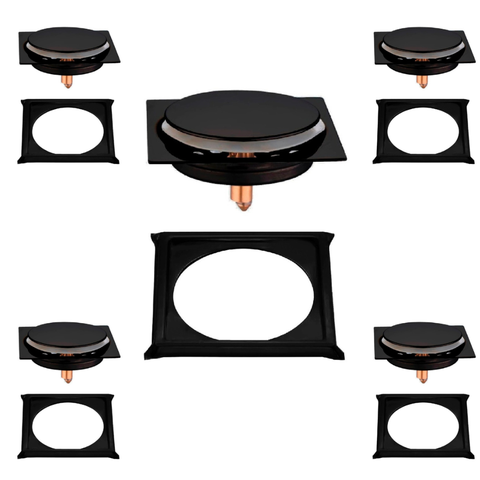 Kit C/5 Ralo e Porta Grelha Inox Piso Click 10x10 Cm Preto