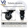Kit 6 Rodízio Giratório Black Roda 3" Pu Anti Risco com Rolamento 100kg Cada Reforçada com Trava - 3
