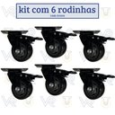 Ver mais imagens de Kit 6 Rodízio Giratório Black Roda 3" Pu Anti Risco com Rolamento 100kg Cada Reforçada com Trava