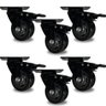 Kit 6 Rodízio Giratório Black Roda 3" Pu Anti Risco com Rolamento 100kg Cada Reforçada com Trava - 1