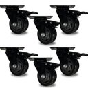 Ver imagem 1 de Kit 6 Rodízio Giratório Black Roda 3" Pu Anti Risco com Rolamento 100kg Cada Reforçada com Trava
