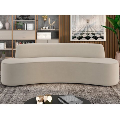 Sofá 4 Lugares Sala de Estar Cancún D02 Veludo Champagne 260 cm C-68 - Lyam Decor