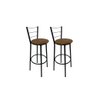 Kit 2 Banqueta Alta Preta Cozinha Gourmet Americana Bancada - Marrom Claro - 1