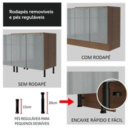 Armário de Cozinha Completa 240cm Rustic/Cinza Lux Madesa 02 - 7