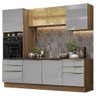 Armário de Cozinha Completa 240cm Rustic/Cinza Lux Madesa 02 - 2