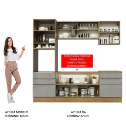 Armário de Cozinha Completa 240cm Rustic/Cinza Lux Madesa 02 - 6