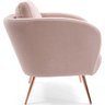 Poltrona Decorativa Para Sala Dana Pés Palito Rose Gold Linho Geométrico Rosa - casaepoltrona - 3