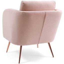 Poltrona Decorativa Para Sala Dana Pés Palito Rose Gold Linho Geométrico Rosa - casaepoltrona - 6