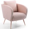 Poltrona Decorativa Para Sala Dana Pés Palito Rose Gold Linho Geométrico Rosa - casaepoltrona - 1