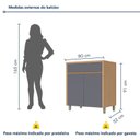 Ver imagem 3 de Balcão 2 Portas 1 Gaveta 80cm Condessa 100% MDF Cinza/Carvalho/Titânio