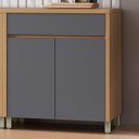 Ver imagem 2 de Balcão 2 Portas 1 Gaveta 80cm Condessa 100% MDF Cinza/Carvalho/Titânio