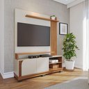 Ver imagem 1 de Estante Home para TV Jurerê 65" 152cm MDF MDP com Portas e Nichos Off White Freijó