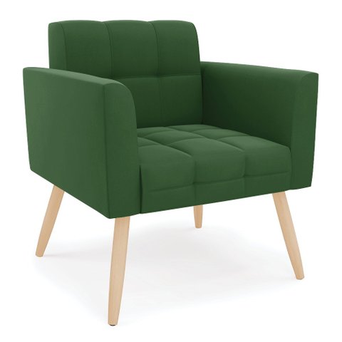 Poltrona Elisa Suede Pés Palito Natural - D’Rossi Verde