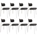 Ver imagem 1 de Kit 08 Cadeiras Estofada para Sala de Jantar Astrid Branco C01 Linho Preto Courino Preto - Lyam Deco
