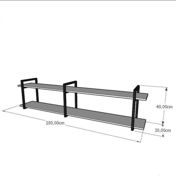 Estante Industrial - Aço Preto - 180x30x40cm - MDF Amadeirado Escuro - Modelo Ind39aeest - 2