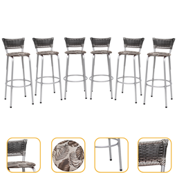 Kit 6 Banquetas Alta Vime Junco Degradê Sacada Àrea Gourmet Balcão Ilha Bancada bar piscina Cozinha - 1
