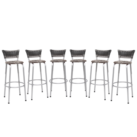 Kit 6 Banquetas Alta Vime Junco Degradê Sacada Àrea Gourmet Balcão Ilha Bancada bar piscina Cozinha