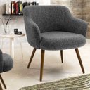 Ver imagem 2 de Poltrona Decorativa Jade Pés Palito Linho Mesclado Branco/cinza - Nexta Casa