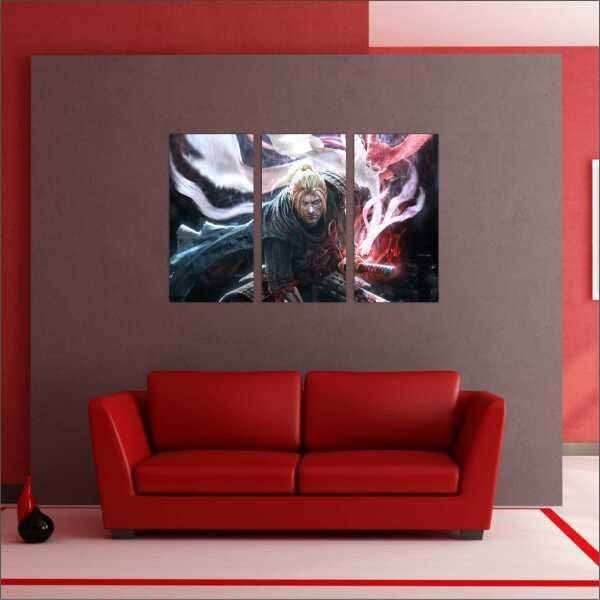 Quadro Game Jogos Nioh Mosaico Com 3 Peças - 3