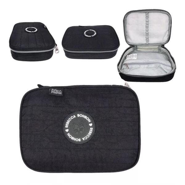 Kit Mochila Lancheira Térmica E Estojo Reb Bonbon Preto - 9