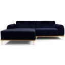 Ver imagem 2 de Sofá 05 Lugares 3,00M Chaise Direito Molino Base Madeira Pés Gold Suede Azul Marinho