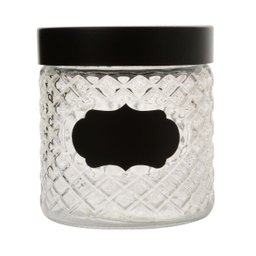 Pote De Vidro Com Tampa Preta Label 11X12Cm 860Ml - 1