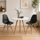 Ver imagem 1 de Conjunto Mesa de Jantar Redonda 70cm 2 Cadeiras Charles Eames Eiffel - Preto