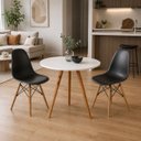 Ver imagem 2 de Conjunto Mesa de Jantar Redonda 70cm 2 Cadeiras Charles Eames Eiffel - Preto
