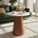 Ver imagem 1 de Mesa de Canto Cone Redondo MDF Madeira 70cm Branco