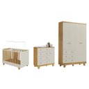 Ver imagem 2 de Quarto de Bebê Guarda-Roupa 4 Portas Cômoda e Berço Minicama 4 em 1 Levy 100% MDF Yescasa