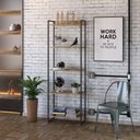 Ver imagem 2 de Kit 2 Estantes Multiuso Escritório Industrial 5 Prateleiras Areta 186x60cm C01 Carvalho - Lyam
