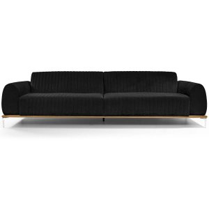 Sofá 4 Lugares 2,80M Molino Base de Madeira Suede Preto - Casaepoltrona