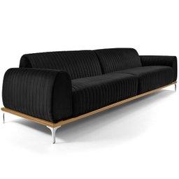 Sofá 4 Lugares 2,80M Molino Base de Madeira Suede Preto - Casaepoltrona - 2