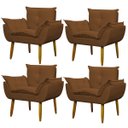 Ver imagem 1 de Kit 4 Poltronas Decorativa Sala e Quarto Opala Suede Herrero:cobre
