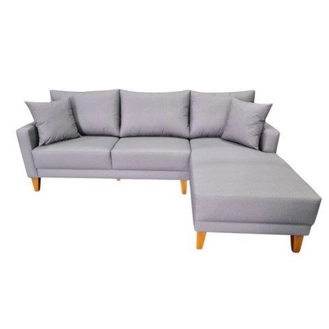 Sofá Chaise Rússia | Pés Trapézio | Tecido Acquablock | 220x160cm - Cinza