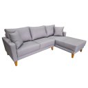 Ver imagem 2 de Sofá Chaise Rússia | Pés Trapézio | Tecido Acquablock | 220x160cm - Cinza