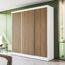 Ver imagem 1 de Guarda-roupa Casal Kappesberg 3 Portas Reversiveis de Correr 2 Cabideiros Branco/nogueira