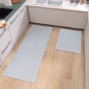 Ver imagem 2 de Kit Cozinha 2 Peças Tapete Chevron Passadeira 1,30 X 0,45 Capacho 0,60 X 0,45 Antiderrapante Cinza