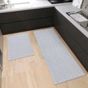 Ver imagem 3 de Kit Cozinha 2 Peças Tapete Chevron Passadeira 1,30 X 0,45 Capacho 0,60 X 0,45 Antiderrapante Cinza