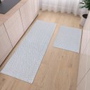 Ver imagem 1 de Kit Cozinha 2 Peças Tapete Chevron Passadeira 1,30 X 0,45 Capacho 0,60 X 0,45 Antiderrapante Cinza