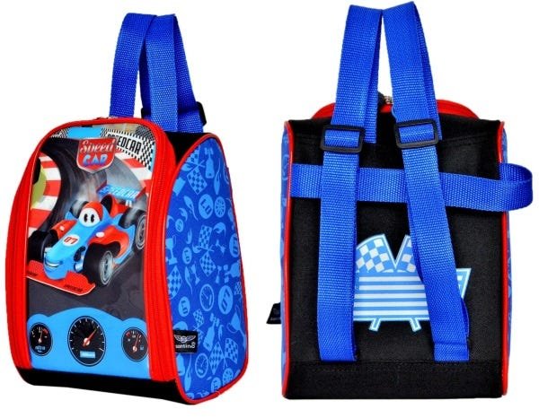 Mochila G Rodinhas E Lancheira E Estojo - Carro Azul Santino - 3