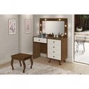 Ver imagem 1 de Penteadeira Camarim com Espelho e Led com Banqueta Luna Malbec / Off White - Luapa