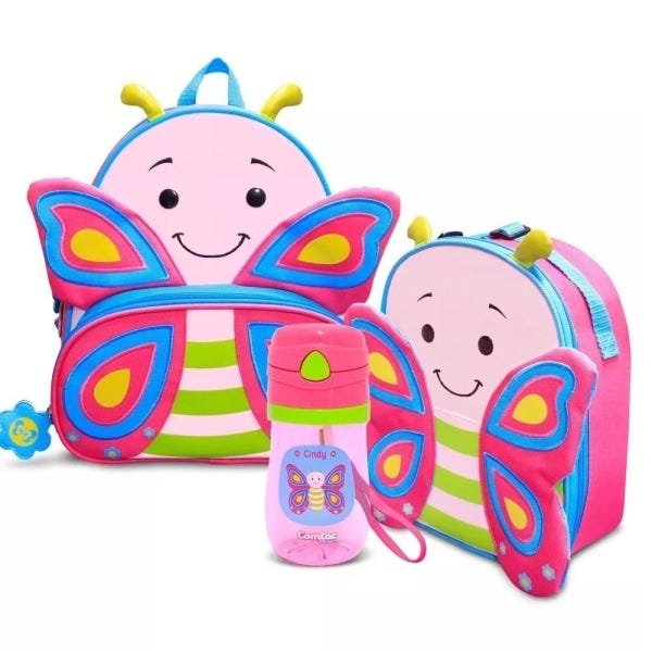 Kit Mochila, Lancheira E Copo Anti. Borboleta Comtac Kids - 1