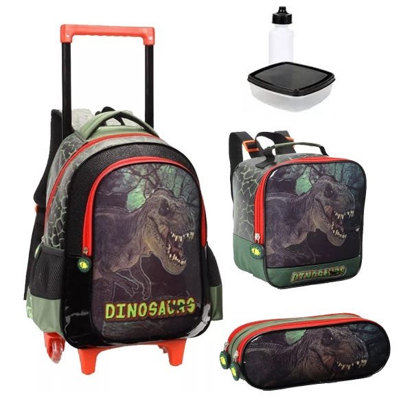 Kit Mochilete Dinossauro 2 Em 1 Tamanho Grande Com Rodinhas - 1
