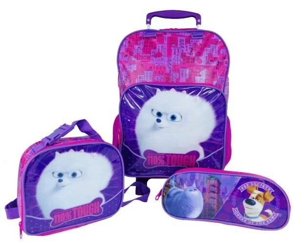 Kit Mochila G com rodinhas e lancheira Pets Gidget DMW 30367 - 1