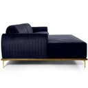 Ver imagem 6 de Sofá 4 Lugares 2,65M Chaise Direito Molino Base Madeira Pés Gold Suede Azul Marinho