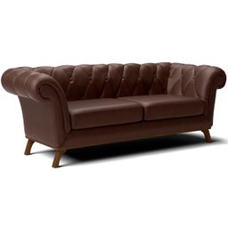 Sofá Império com Capitone 3 Lugares 1,80M Corino Café - Casaepoltrona - 1