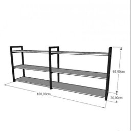Estante Industrial - Aço Preto - 180x30x68cm - MDF Amadeirado Escuro - Modelo Ind32aeest - 2