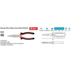 Alicate Bico Reto Meia Cana 6 Polegadas 160mm Níquel Mtx - 6
